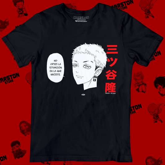 Polera negra de Tokyo Revengers con Takashi Mitsuya