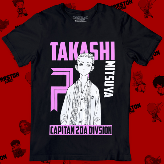 Polera negra de Tokyo Revengers con Takashi Mitsuya