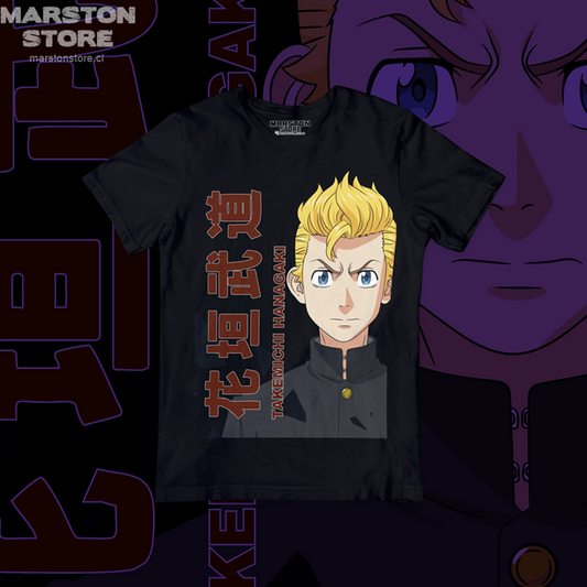 Polera negra de Tokyo Revengers con Takemichi Hanagaki