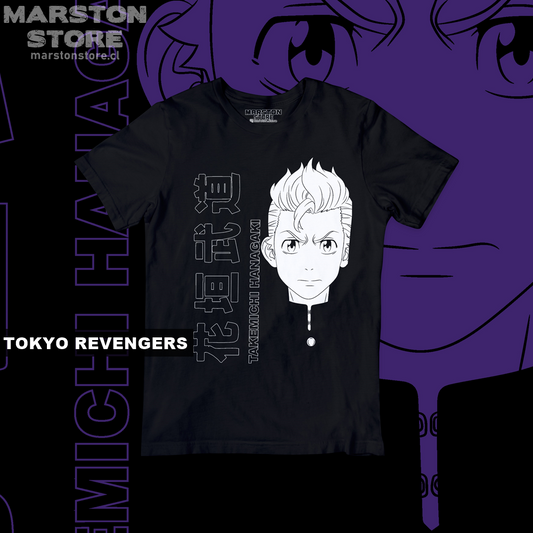 Polera negra de Tokyo Revengers con Takemichi Hanagaki