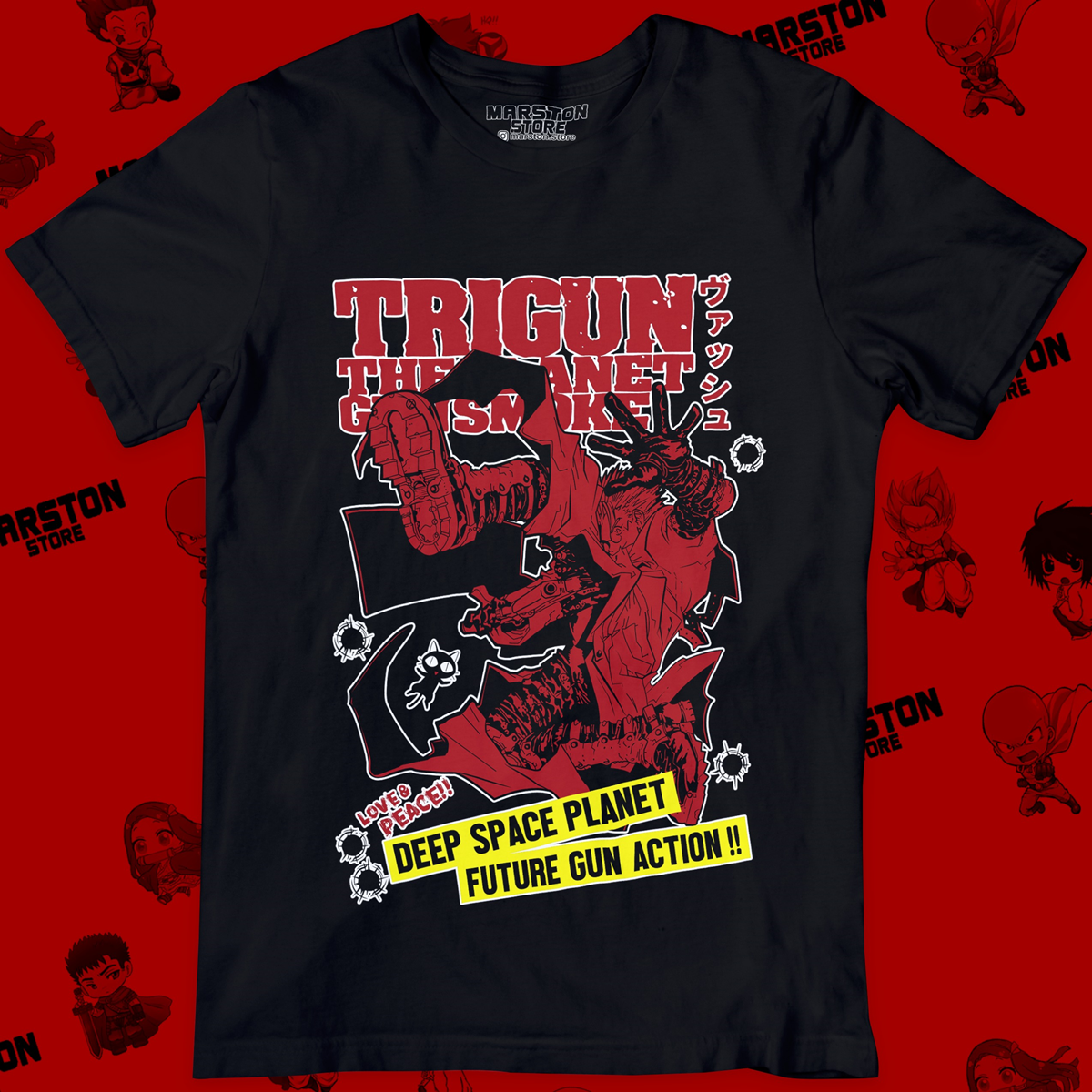 Polera negra de Trigun con Vash the Stampede