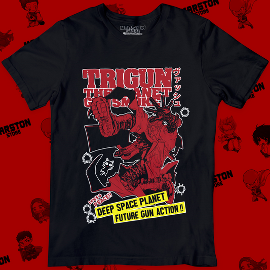 Polera negra de Trigun con Vash the Stampede