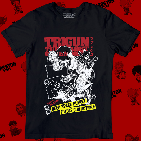 Polera negra de Trigun con Vash the Stampede