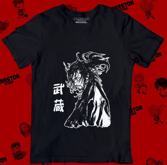 Polera negra de Vagabond con Miyamoto Musashi