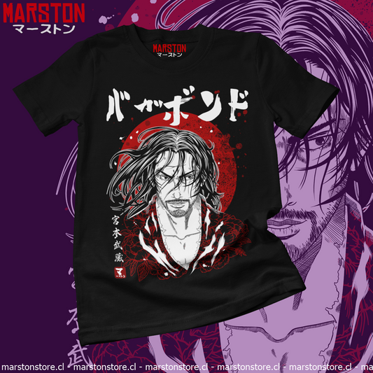 Polera negra de Vagabond con Miyamoto Musashi