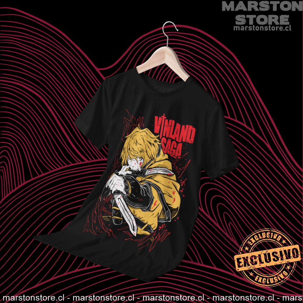 Polera negra de Vinland Saga con Thorfinn
