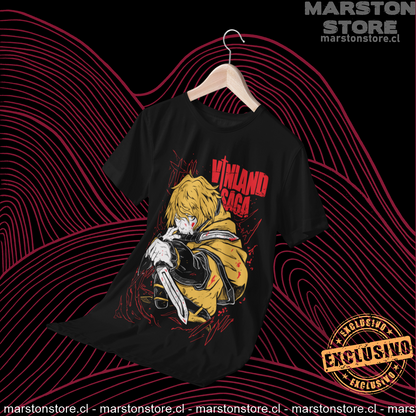 Polera negra de Vinland Saga con Thorfinn