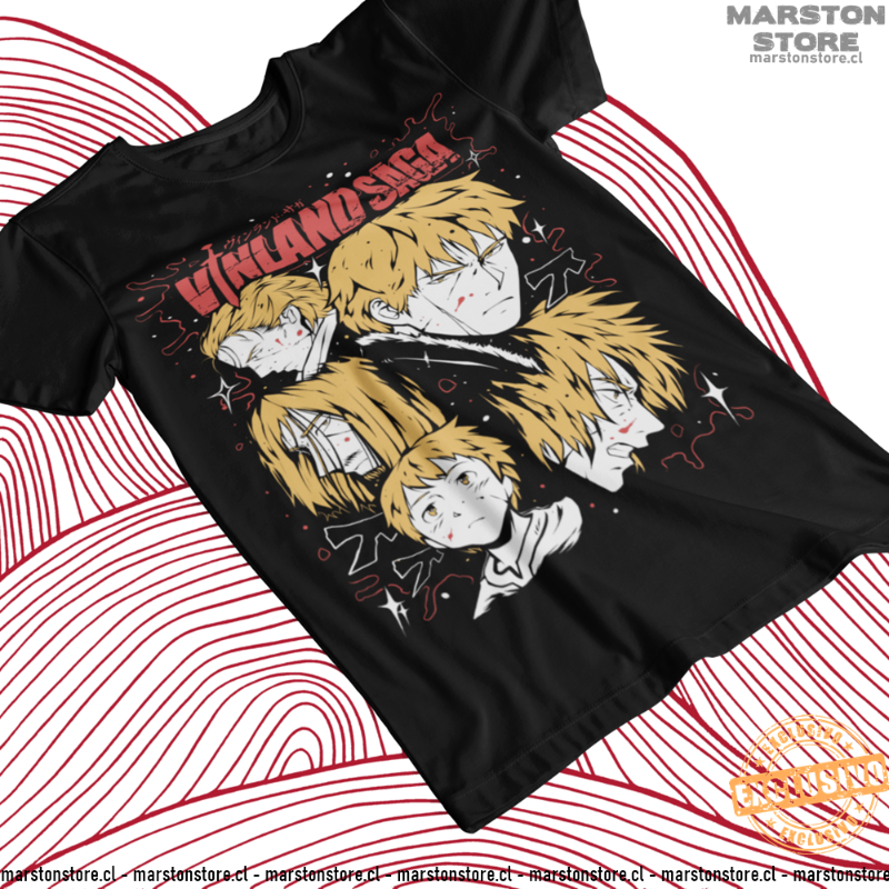 Polera negra de Vinland Saga con Thorfinn