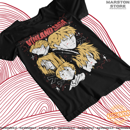 Polera negra de Vinland Saga con Thorfinn