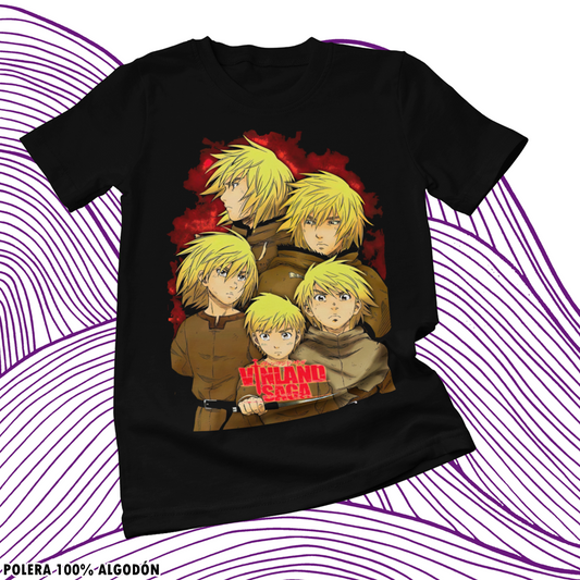 Polera negra de Vinland Saga con Thorfinn