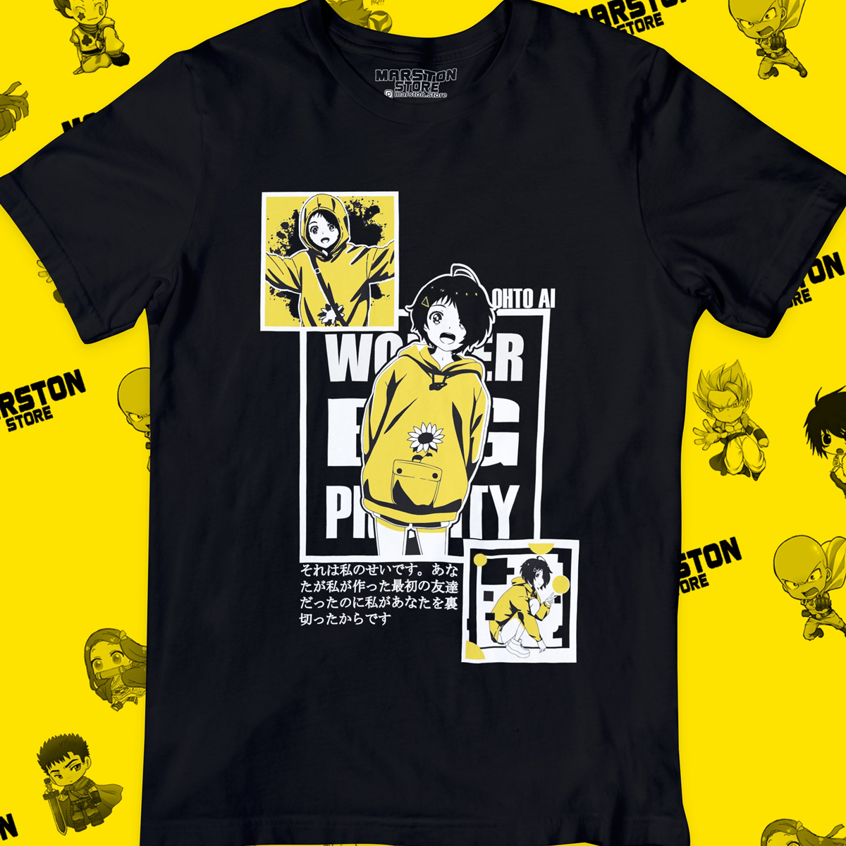 Polera negra de Wonder Egg Priority
