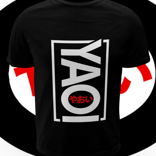 Polera negra con diseño YAOI