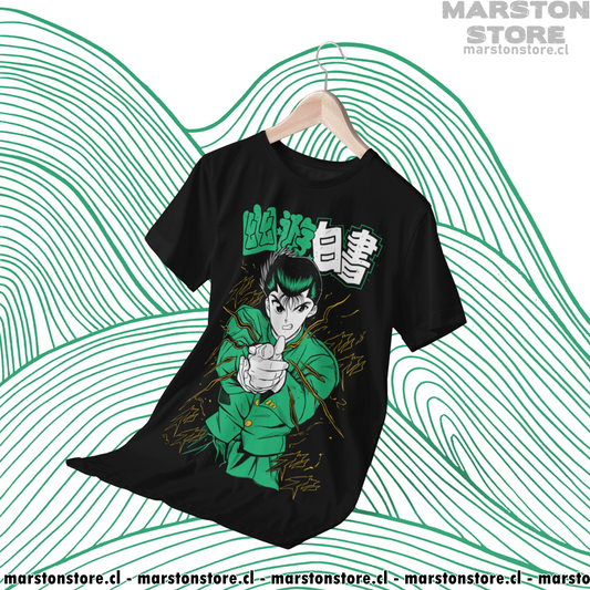 Polera negra de Yu Yu Hakusho con Yusuke Urameshi