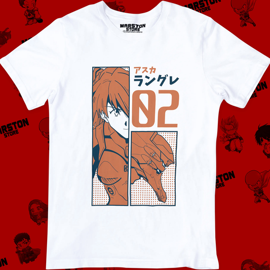 Polera blanca Neon Genesis Evangelion con diseño inspirado en el anime