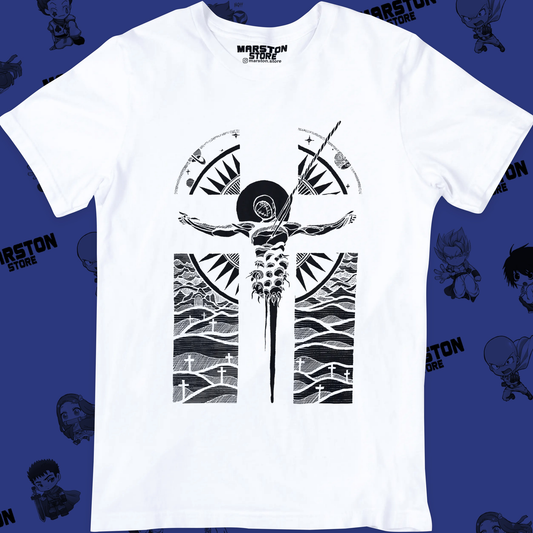 Polera blanca Neon Genesis Evangelion con diseño inspirado en el anime