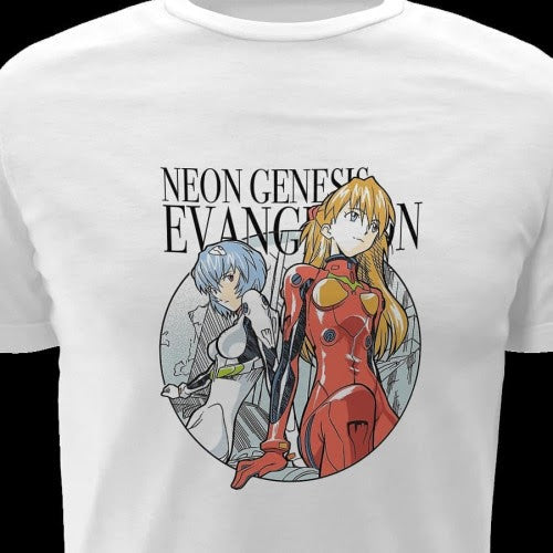 Polera blanca Neon Genesis Evangelion con diseño inspirado en el anime