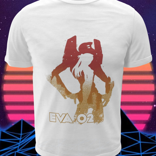 Polera blanca Neon Genesis Evangelion con diseño inspirado en el anime