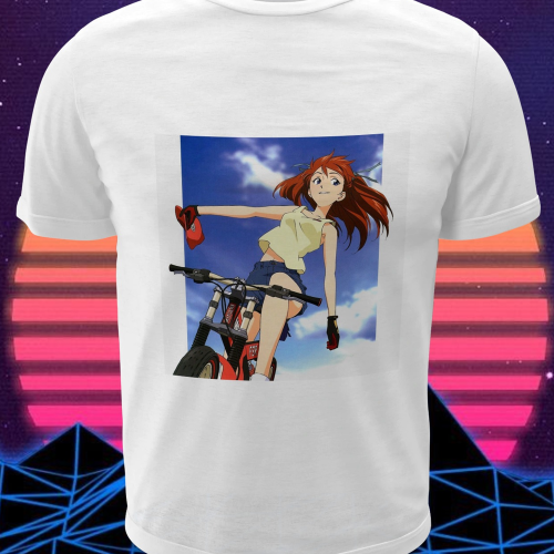 Polera blanca Neon Genesis Evangelion con diseño inspirado en el anime