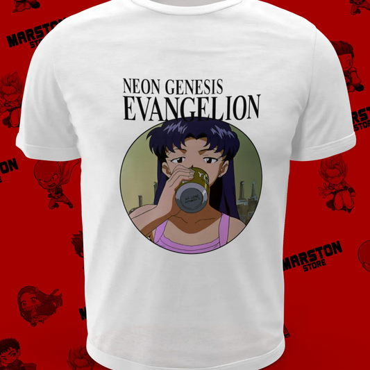 Polera blanca Neon Genesis Evangelion con diseño inspirado en el anime