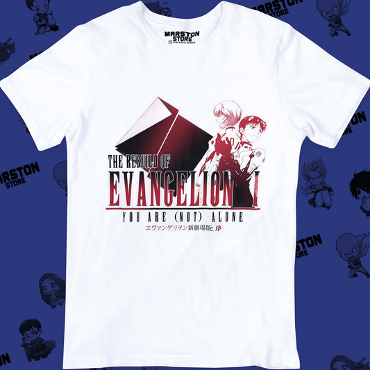 Polera blanca Neon Genesis Evangelion con diseño inspirado en el anime