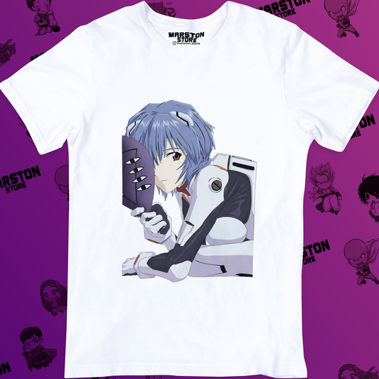 Polera blanca Neon Genesis Evangelion con diseño inspirado en el anime