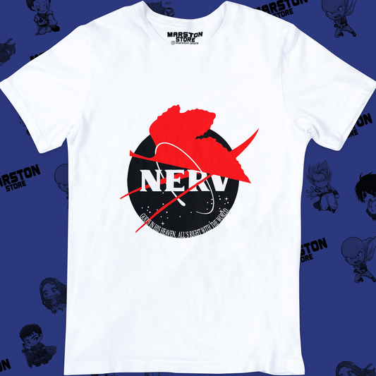 Polera blanca Neon Genesis Evangelion con diseño inspirado en el anime