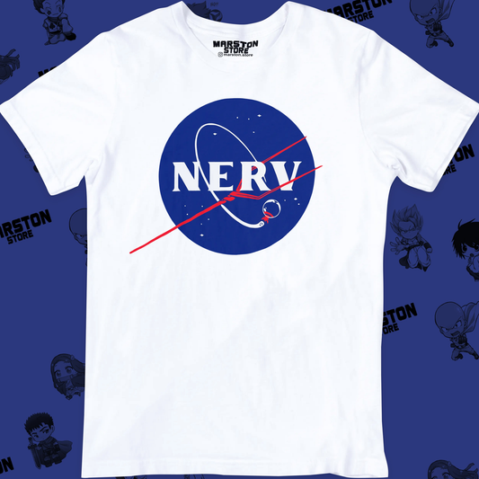 Polera blanca Neon Genesis Evangelion con diseño inspirado en el anime