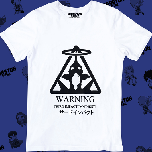 Polera blanca Neon Genesis Evangelion con diseño inspirado en el anime