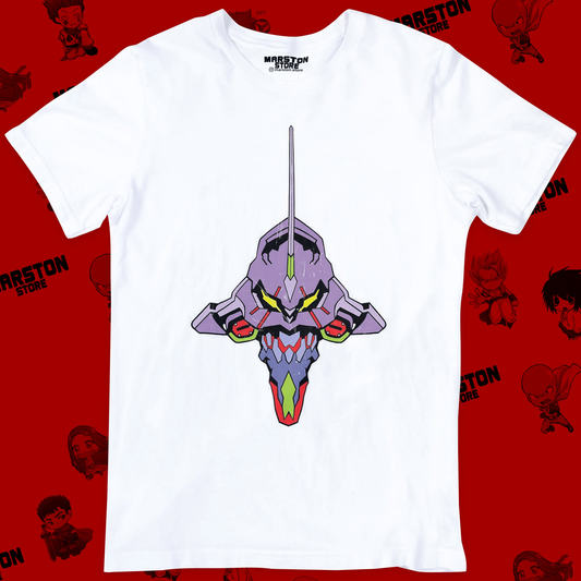 Polera blanca Neon Genesis Evangelion con diseño inspirado en el anime