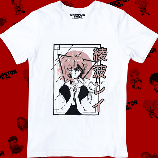 Polera blanca Neon Genesis Evangelion con diseño inspirado en el anime