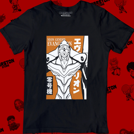 Polera negra Neon Genesis Evangelion con diseño inspirado en el anime