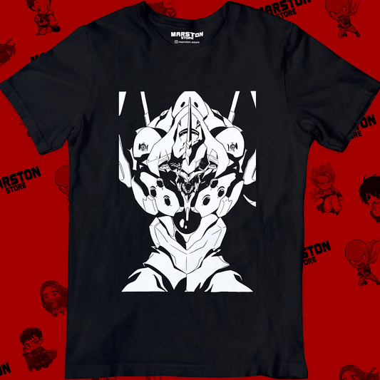 Polera negra Neon Genesis Evangelion con diseño inspirado en el anime