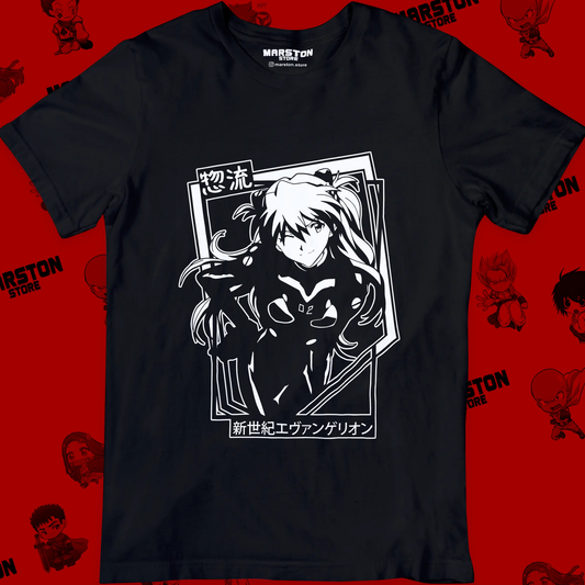 Polera negra Neon Genesis Evangelion con diseño inspirado en el anime