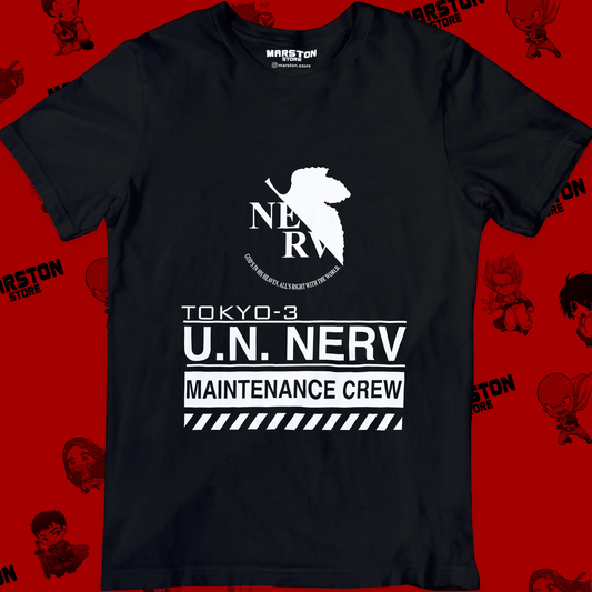 Polera negra Neon Genesis Evangelion con diseño inspirado en el anime