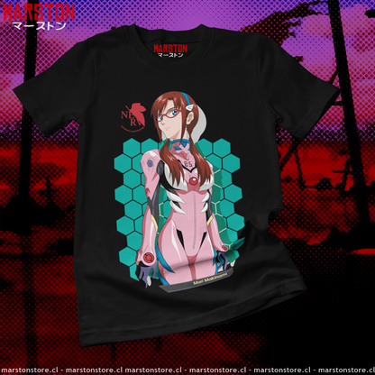 Polera negra Neon Genesis Evangelion con diseño de Mari Makinami Illustrious