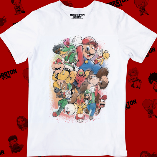 Polera blanca con diseño de Nintendo
