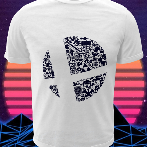 Polera blanca Nintendo con diseño de Smash Bros