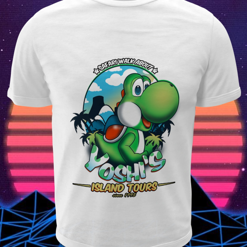 Polera blanca Nintendo con diseño de Yoshi