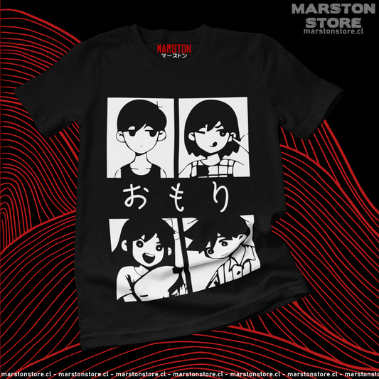 Polera negra con diseño de Omori