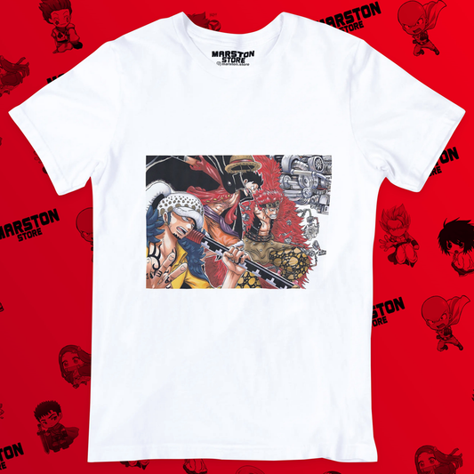 Polera blanca One Piece con diseño inspirado en el anime