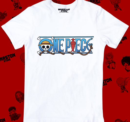 Polera blanca One Piece con diseño inspirado en el anime