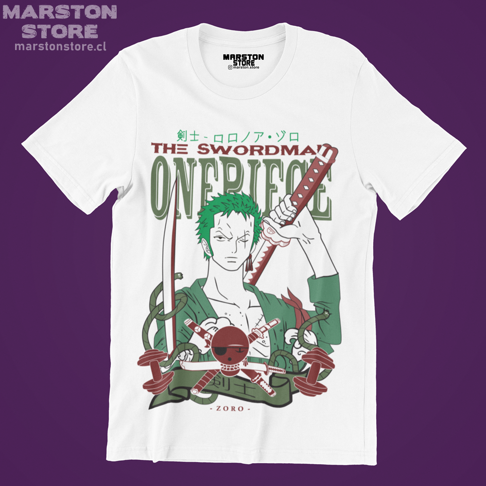 Polera blanca One Piece con diseño inspirado en el anime