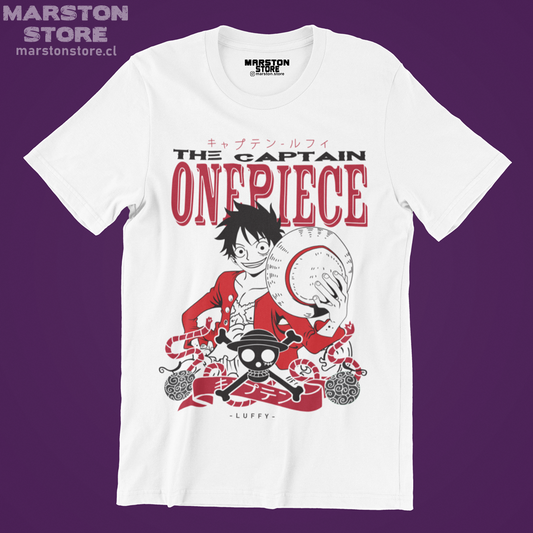 Polera blanca One Piece con diseño inspirado en el anime