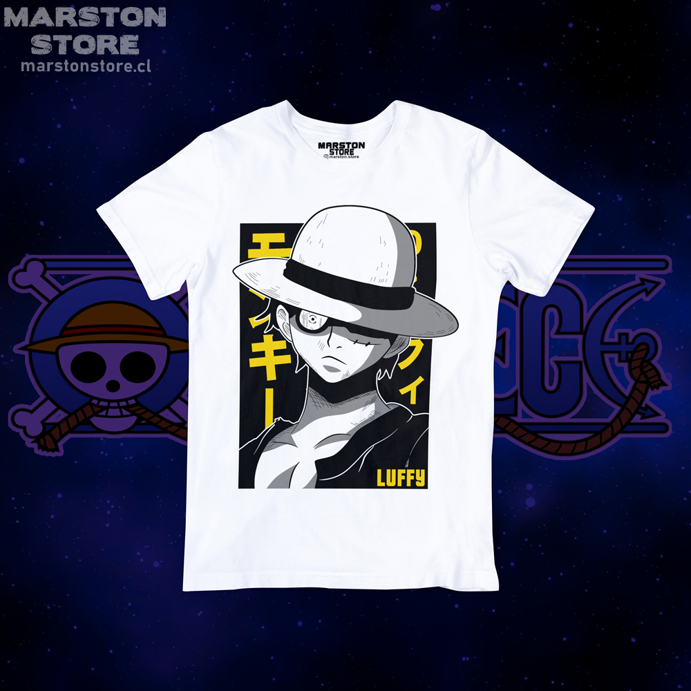 Polera blanca One Piece con diseño inspirado en el anime