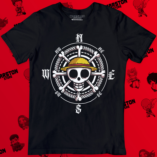 Polera negra One Piece con diseño inspirado en el anime