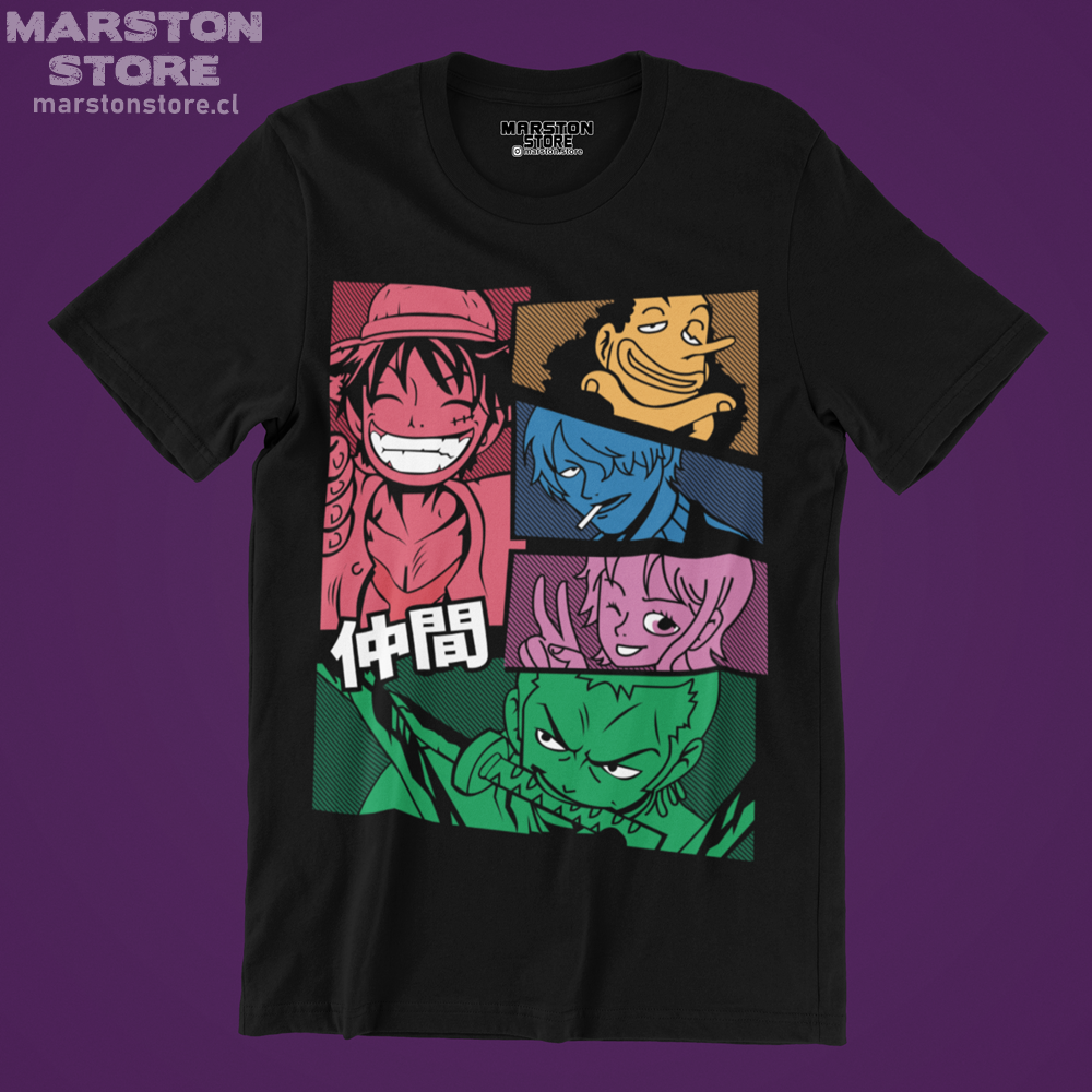 Polera negra One Piece con diseño inspirado en el anime
