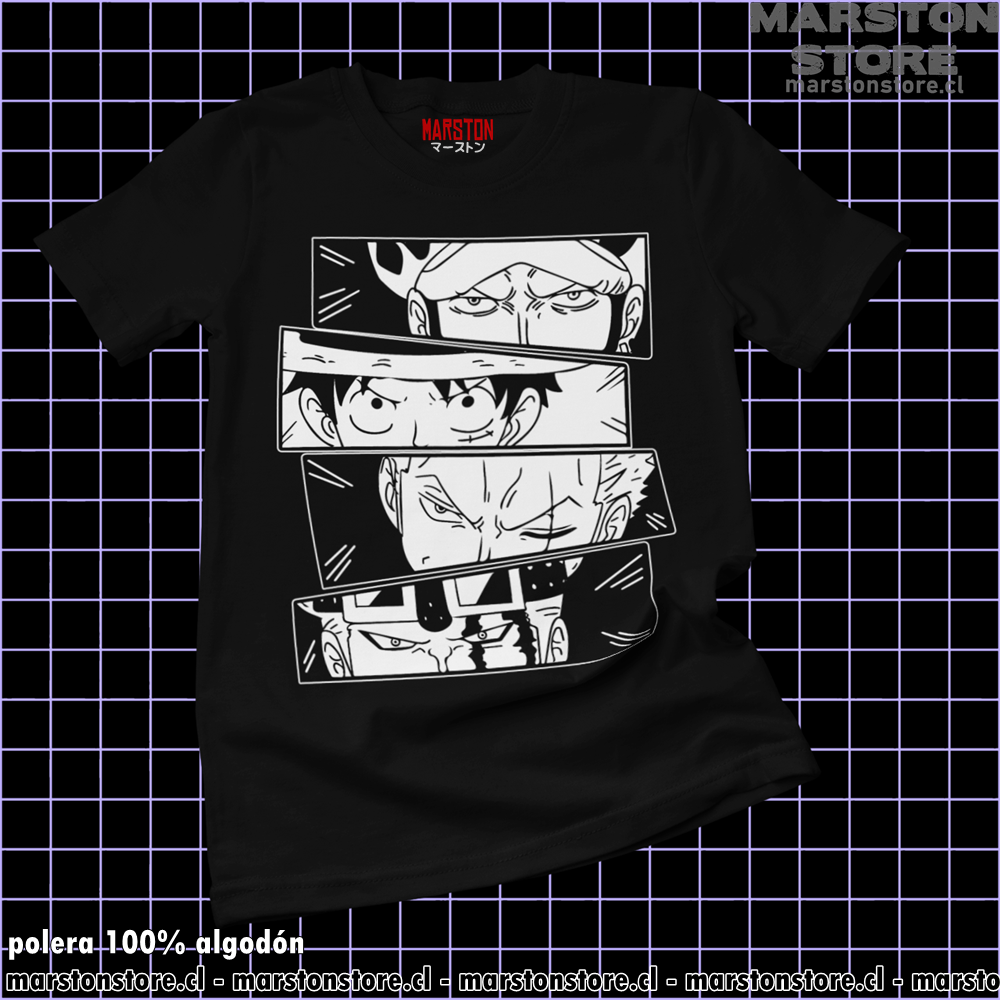 Polera negra One Piece con diseño inspirado en el anime