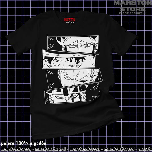 Polera negra One Piece con diseño inspirado en el anime