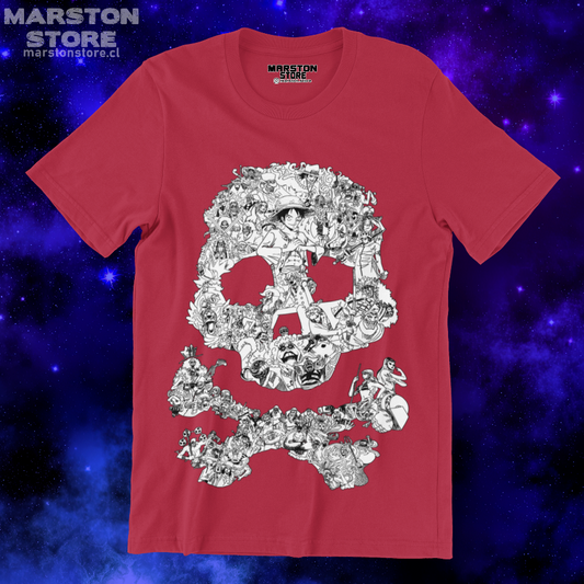 Polera roja One Piece con diseño inspirado en el anime