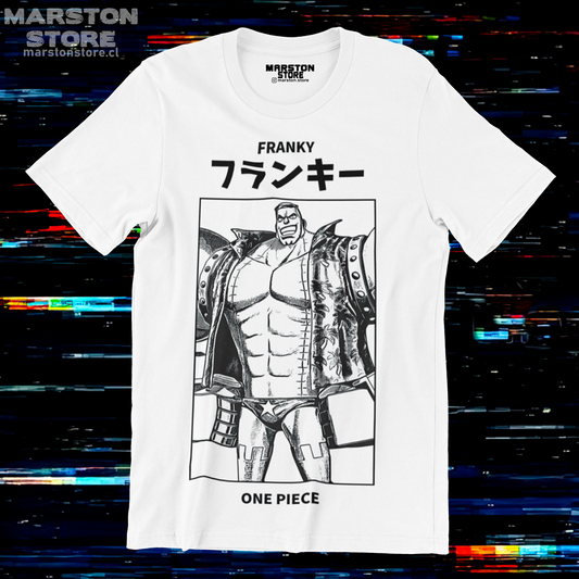 Polera blanca One Piece con diseño de Franky